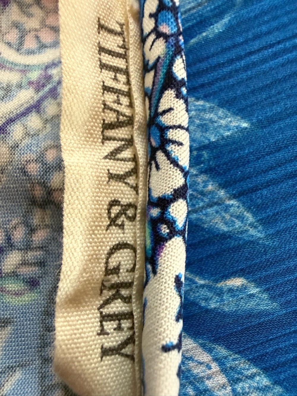 Blue Mediterranean Tile Print Shift Dress with Pockets Sleeveless Size XL - Picture 9 of 10